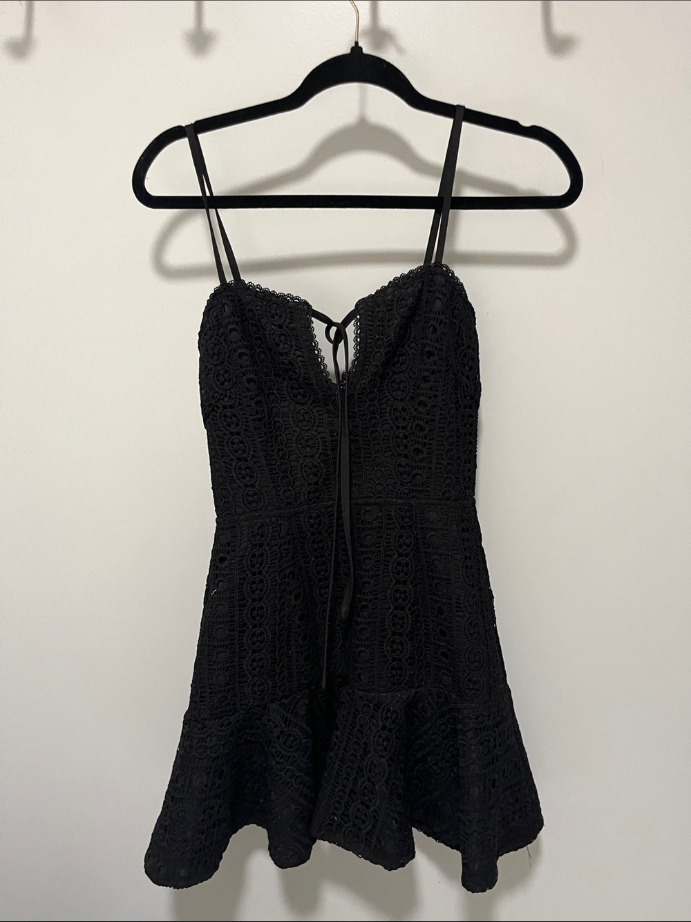 by the way. Black Crochet Lace Mini Dress